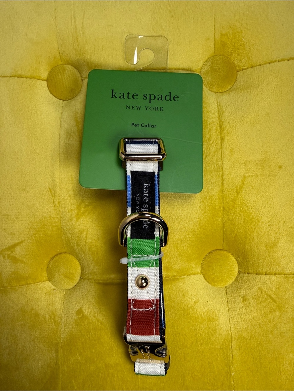 Kate Spade New York Adventure Stripe Dog Collar S/M 11"-15" NWT